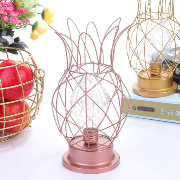 LINLIN Pineapple Metal cage Table Lamp, Iron Table Lamp LED Night Light Battery Powered Metal Cage Bulb Lamp for Bedroom, Dresser, Bookstore, Festival Decor and Gift