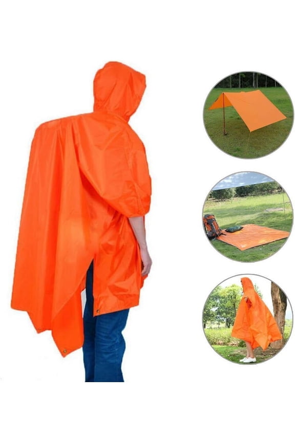 Rain Poncho, Multifunctional Backpack Cover Tarp Waterproof Raincoat with Hoods for Outdoor Sport
