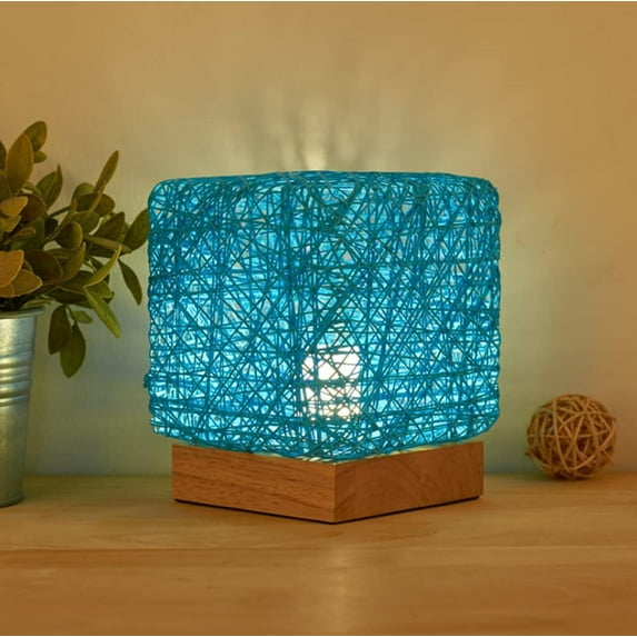 LINLIN Rattan Beside Lamp, LED Rattan Ball Table Lamp Led Night Light Bedside Lamp Rattan Ball Desk Lamp with USB Port for Kids Bedroom