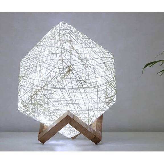 LINLIN Rattan Beside Lamp, LED Rattan Ball Table Lamp Led Night Light Bedside Lamp Rattan Ball Desk Lamp with USB Port for Kids Bedroom