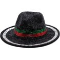 thumbnail image 1 of LINLIN Rhinestone Fedora Hats Wide Brim Panama Hat Casual Jazz Hats for Men Women, 1 of 3