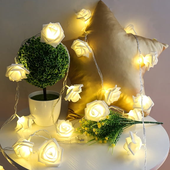 LINLIN Rose Flower String Lights,6M 40 LED Romantic Flower Fairy Lights Battery Powered for Valentine's Day Wedding Party Mother's Day Indoor Outdoor Bedroom Christmas Decorations