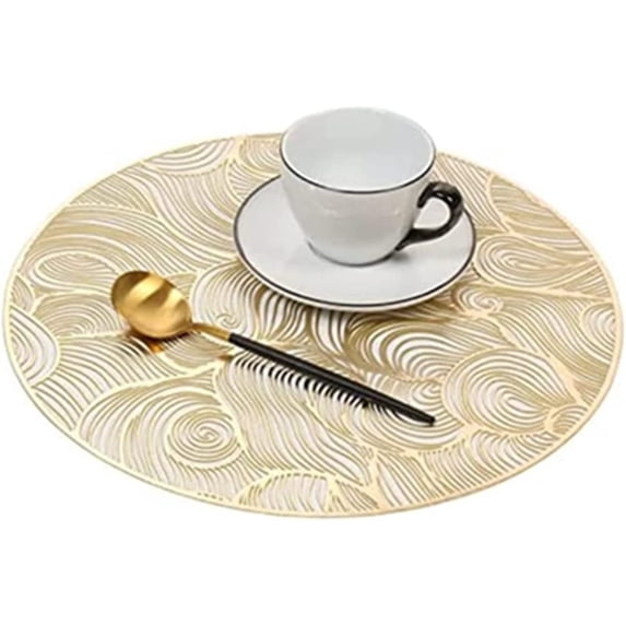 LINLIN Round Placemats, 4 Pack PVC Placemats Waterproof Oilproof Table Placemats Decorative Placemats for Home Table Wedding Party