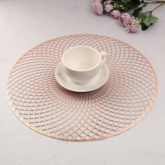LINLIN Round Placemats, 4 Pack PVC Placemats Waterproof Oilproof Table Placemats Decorative Placemats for Home Table Wedding Party
