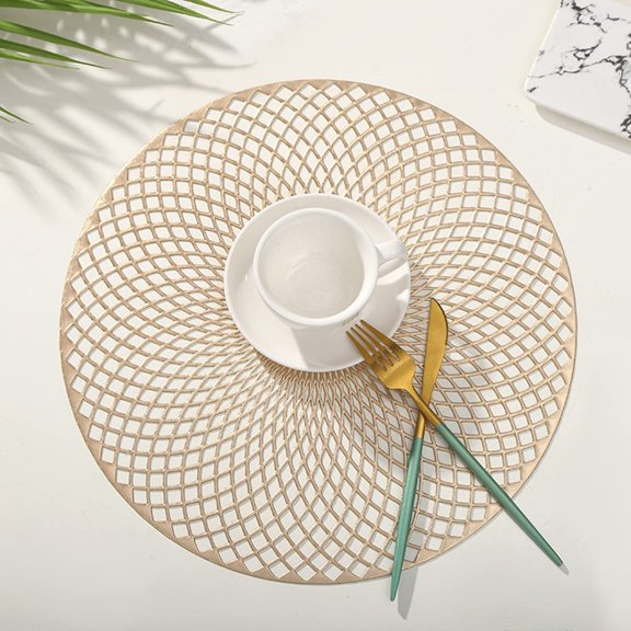 LINLIN Round Placemats, 4 Pack PVC Placemats Waterproof Oilproof Table Placemats Decorative Placemats for Home Table Wedding Party