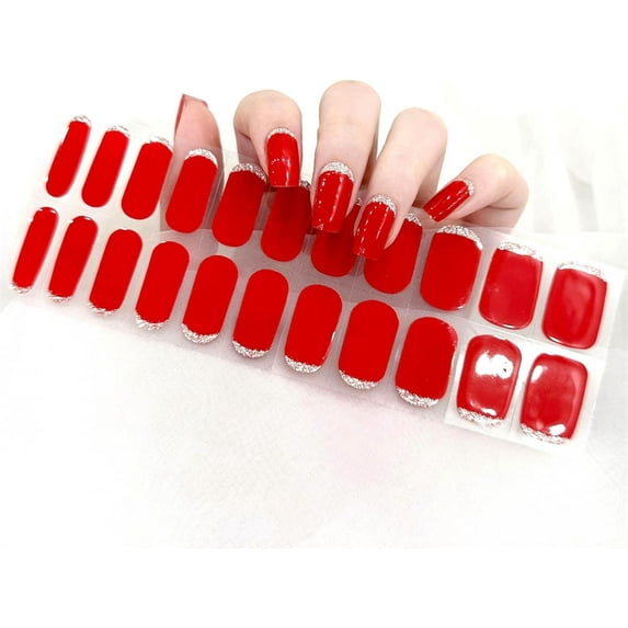 LINLIN Semi Cured Gel Nail Strips, Uvnails Semicured Gel Nail Sticker Kit Long Lasting Nail Polish Strips, Gel Nail Strips for Women Works with Any Nail Lamps