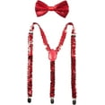 thumbnail image 1 of LINLIN Sequin Bow Tie & Suspenders Set,Y Back Style Comfortably Adjustable Elastic with Clips Unisex for Cosplay Party, 1 of 4