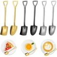 thumbnail image 1 of LINLIN Shovel Spoons, 3PCS Shovel Spoon + 3PCS Pointed Spoons, Stainless Steel Spoon Coffee Spoons Ice Cream Spoons Novelty Spade Teaspoons for Home Office Parties (Silver, Black, Gold), 1 of 7