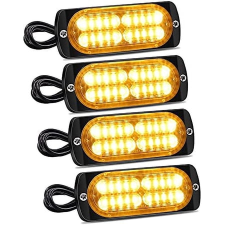 LINLIN Side Warning Lights, 4 Pack 20LED Side Marker Light 12-24V Emergency Strobe Lamps Flashing Lights for Car Truck Van Off Road Vehicle ATV SUV Surface Mount
