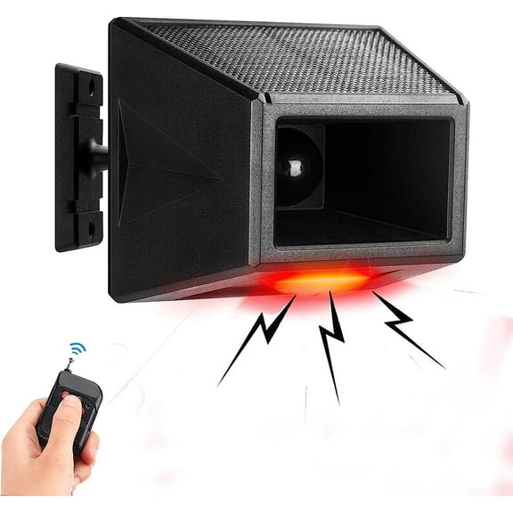 LINLIN Solar Alarm Light with Motion Sensor,129db Sound Security Siren Light Waterproof Solar Strobe Light with Remote Controller for House,Farm,Barn,Villa,Yard,Warehouse