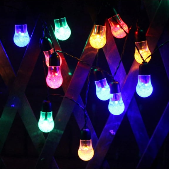LINLIN Solar Bulb String Lights, 5M 20LED Solar Powered Crystal Ball Bulb Lights Solar Garden String Lights for Patio Yard Wedding Christmas Party