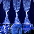 thumbnail image 1 of LINLIN Solar Curtain Light, 3m x 2m 200 LED 8 Modes Remote Control Waterproof Solar Fairy Lights Outdoor Curtain String Lights for Gazebo Patio Party Festival Decorations, 1 of 7