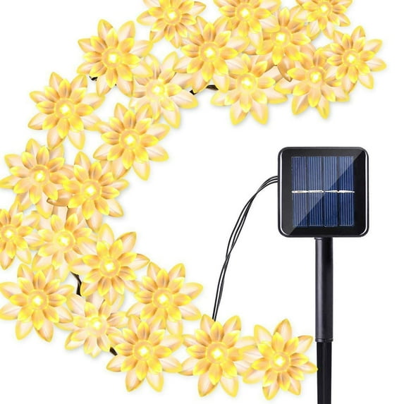 LINLIN Solar Flower Christmas Lights, Waterproof 23FT 50LED Lotus Flower Fairy Solar String Lights with 8 Mode for Indoor Outdoor Garden Wedding Party Lighting Decoration