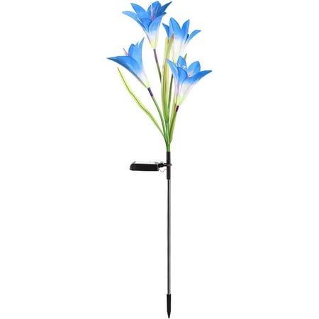 LINLIN Solar Flower Lights Outdoor Garden, 2 Pack Solar Garden Stake Lamps Solar Lily Flower Lamp Waterproof Decorative Lights for Lawm
