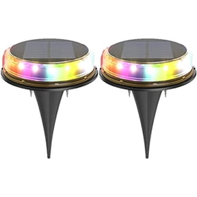 LINLIN Solar Garden Lights, 2 Pack 17led Solar Disk Lights, Waterproof Outdoor Landscape Lighting Buried Lights, for Lawn Patio Deck Walkway Flood Light