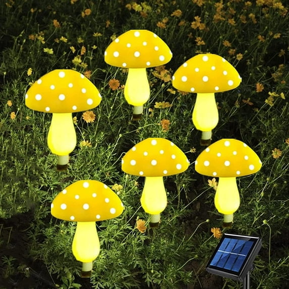 LINLIN Solar Garden Lights,Set of 6 Mushroom Garden Solar Lights,8 Modes Solar String Lights Outdoor Waterproof Cute Decoration Landscape Lights for Yard,Lawn,Patio,Flowerpot