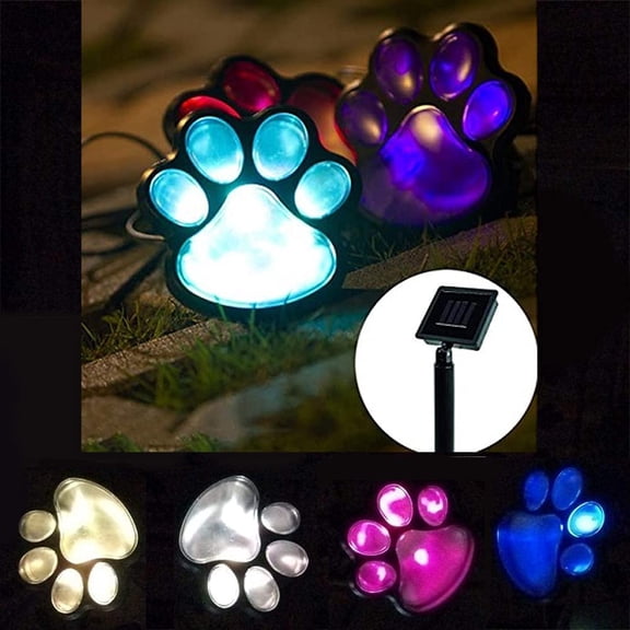 LINLIN Solar Garden Path Decorative Lights,Set of 4 Paws,Solar Powered Animal Garden Lights Paw Lamp for Pathway,Landscape,Lawn,Yard,Outdoor