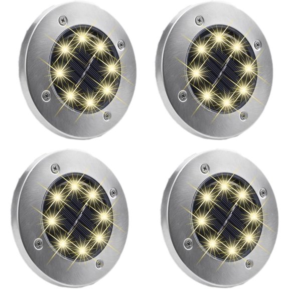 LINLIN Solar Ground Lights, Buried Light Ground Lights in-Ground Path Light with 8 LED Sensor Solar Buried Light Waterproof for Lawn Pathway Yard Driveway Patio Walkway Pool Area