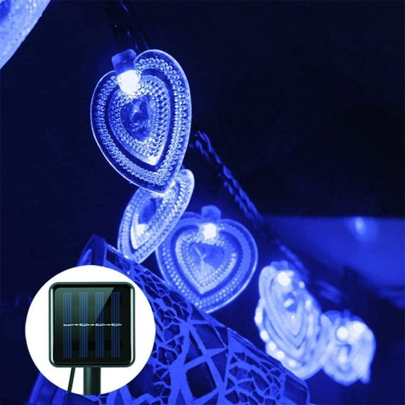 LINLIN Solar Heart String Lights,Waterproof 23ft 50LED Heart-Shaped 8 Mode Solar Starry Wedding Party Ambiance Lighting Fairy Lights for Outdoor Garden Home Christmas Valentine's Day Decor