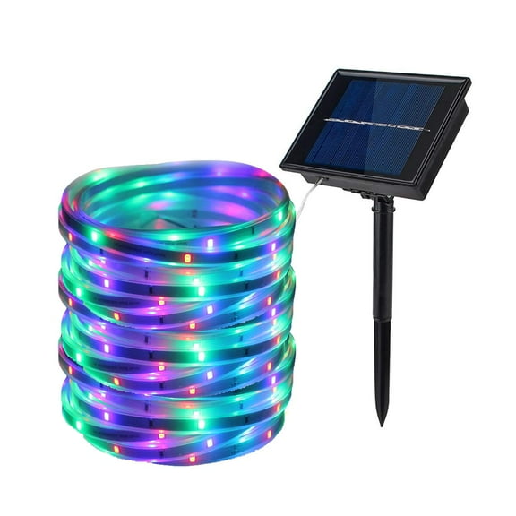 LINLIN Solar LED Strip Light, 100 LED Ribbon Mood Rope Light Waterproof SMD2835 16.4ft/5M Flexible Rope Light for Garden,Yard, Path, Fence, Stairs, Backyard, Patio Decorative