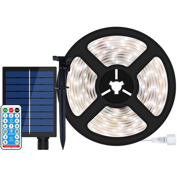 LINLIN Solar LED Strip Lights, 5M 150LED Cuttable Flexible Rope Lights LED Ribbon Mood Rope Light Decorative Light for Garden Pathway
