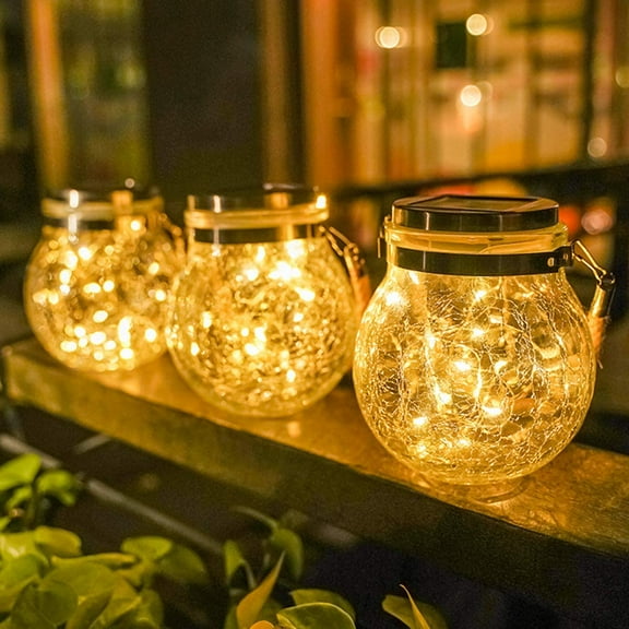 LINLIN Solar Lantern Lights, Solar Ball Light Hanging Light Waterproof Solar Glass Mason Jar Lights for Garden Patio Pathway Christmas Party