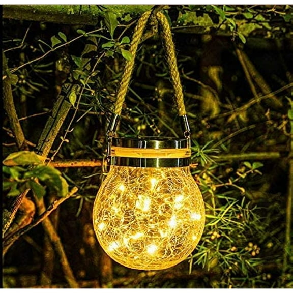 LINLIN Solar Lantern Lights, Waterproof Hanging Frosted Glass Solar Mason Jar Lights for Table Yard Garden Patio Lawns
