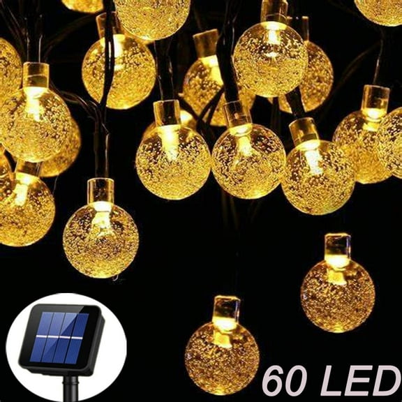 LINLIN Solar Lights Garden, 60 LED Outdoor String Lights Multi-Coloured Crystal Ball Fairy Lights 36Ft Waterproof Decorative Lighting for Garden, Patio, Yard, Christmas