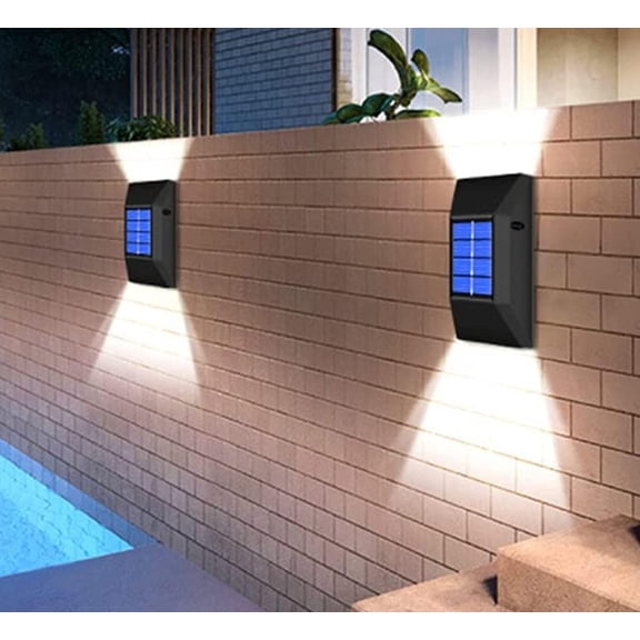 LINLIN Solar Lights Outdoor, 2 Pack Solar Lights Outdoor Landscape Lights Corridor Fence Wall Lights Wall Washing Lighting Garden Courtyard Decorative Wall Lights