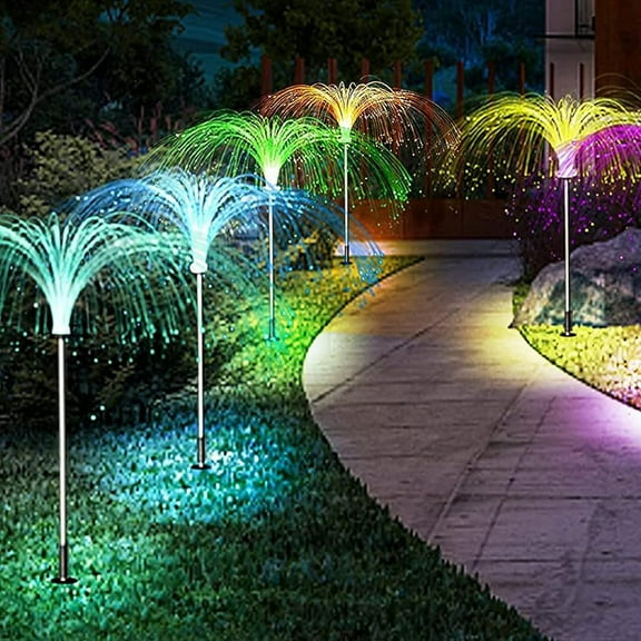 LINLIN Solar Lights Outdoor Garden, Jellyfish-Shaped 5 Pack 7 Colors Garden Ornaments Light, Solar Waterproof Fairy Pathway String Light, for Lawn Terrace Wedding Party Decoration