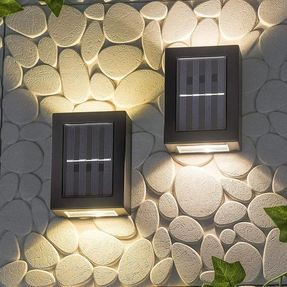 LINLIN Solar Lights Wall Light, 2 Pack Up and Down Solar Lamps Outdoor LED Wall Light for Garden Patio Garage Driveway Pathway