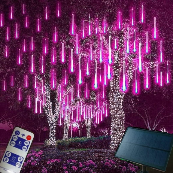 LINLIN Solar Meteor String Lights, 50cm 10 Tubes Falling Rain Lights Solar Garden String Lights with 8 Mode for Garden with Remote