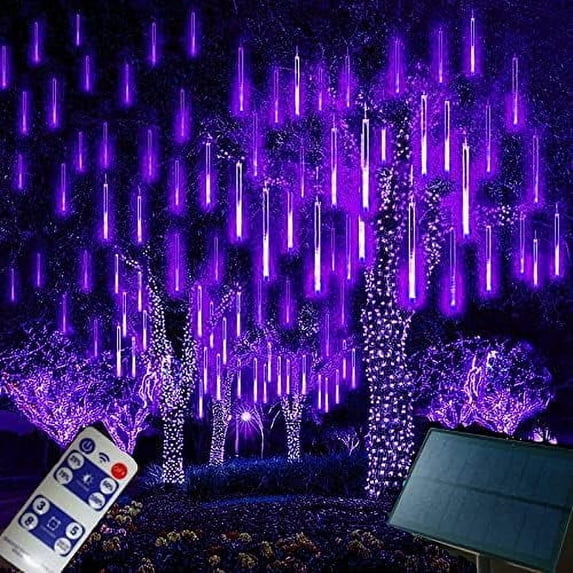 LINLIN Solar Meteor String Lights, 50cm 8 Tubes Falling Rain Lights Solar Garden String Lights with 8 Mode for Garden with Remote
