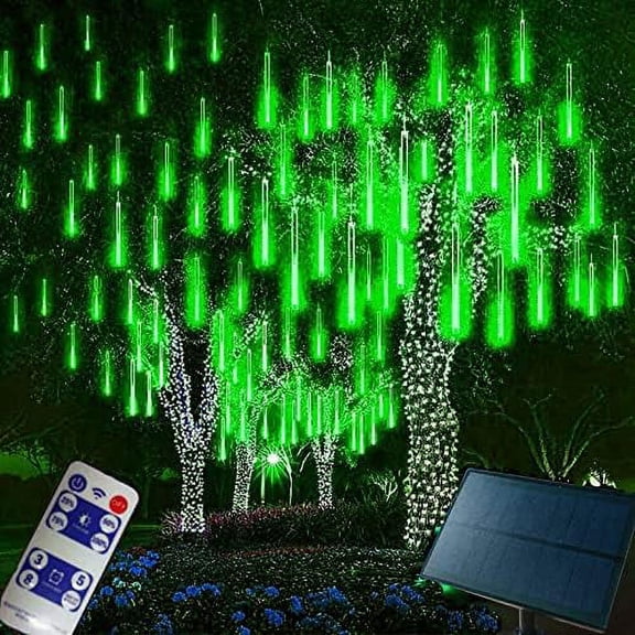 LINLIN Solar Meteor String Lights, 50cm 8 Tubes Falling Rain Lights Solar Garden String Lights with 8 Mode for Garden with Remote