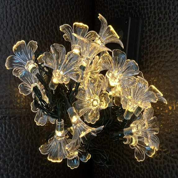 LINLIN Solar Morning Glory String Lights,LED Flower Fairy Lights Waterproof 8 Modes Morning Glory Fairy Lights for Gardens Homes Wedding Christmas Party Holiday Decorations
