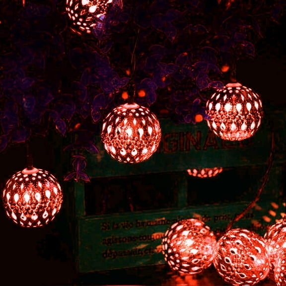 LINLIN Solar Moroccan String Light,Waterproof LED 8 Mode Metal Goble Lantern Solar Dazzling Moroccan Fairy String Light for Outdoor Garden Yard Party Christmas Ambiance Decorations