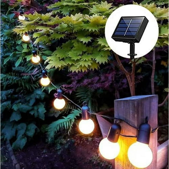 LINLIN Solar Outdoor Bulb String Lights, 5m 20LED Festoon Bulb String Light Globe Light Bulb Fairy Lights Waterproof for Garden Indoor