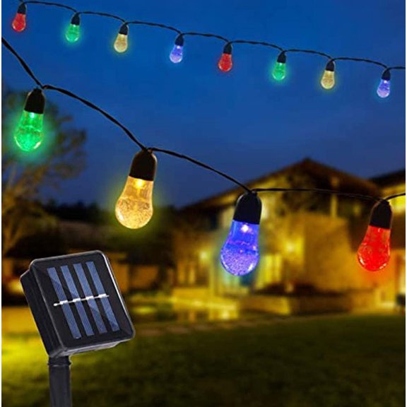 LINLIN Solar Outdoor Bulb String Lights, 5m 20LED Festoon Bulb String Light Globe Light Bulb Fairy Lights with 8 Mode Waterproof for Garden Indoor