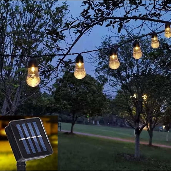 LINLIN Solar Outdoor Bulb String Lights, 5m 20LED Festoon Bulb String Light Globe Light Bulb Fairy Lights with 8 Mode Waterproof for Garden Indoor