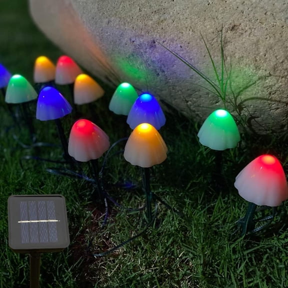 LINLIN Solar Outdoor Garden String Lights, 3.8M 12LED Solar Garden Mushroom Lights Solar Mushroom Fairy String Lights Outdoor Waterproof Pathway Solar Stake Mushroom Lamp Decoration for Yard