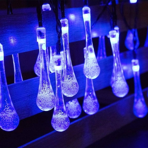 LINLIN Solar Outdoor String Lights,Waterproof 20ft 30 LED Christmas lights water Drop Lights,8 Modes twinkling outdoor or indoor lights,Garden Decorative Fairy Lights for Patio Lawn Fence Party