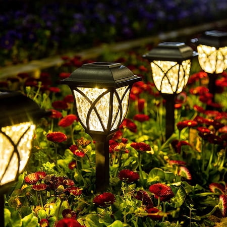 LINLIN Solar Pathway Lights,6 Pieces LED Solar Garden Stake Lights, Waterproof Solar Lantern Lights Outdoor, Solar Pathway Lights for Garden Patio Lawn Landscape Decoration