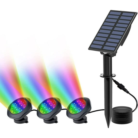 LINLIN Solar Pond Lights Landscape Spotlight Underwater Pond Light LED RGB Colored IP68 Waterproof Submersible Lights Outdoor Decoration Light for Garden Yard Lawn Pathway