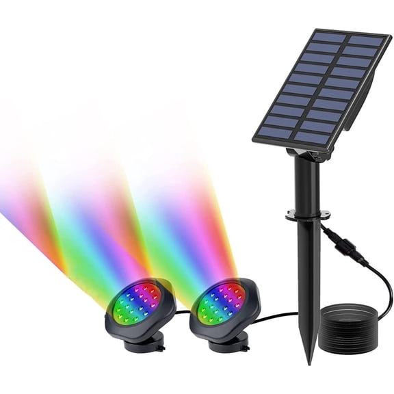 LINLIN Solar Pond Lights Landscape Spotlight Underwater Pond Light LED RGB Colored IP68 Waterproof Submersible Lights Outdoor Decoration Light for Garden Yard Lawn Pathway