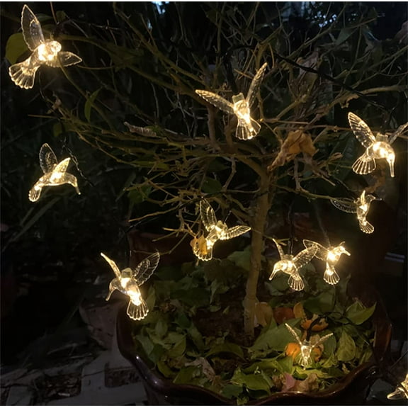 LINLIN Solar Powered String Lights Waterproof,16.4ft 8 Modes 20LED Hummingbird Fairy Lights Decorative Lighting for Indoor/Outdoor Home Garden Lawn Fence Patio Party