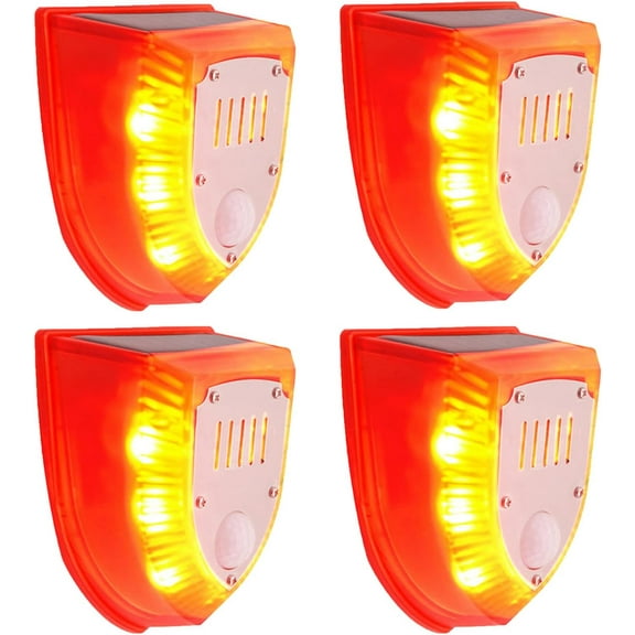 LINLIN Solar Security Alarm Lights, 129dB Gunshot Sounds & Dog Barking Sound & Light Strobe Light Warning Lamp Motion Sensor Security Siren Light for Farm Barn Villa Yard