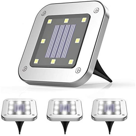 LINLIN Solar Square Disk Lights, Waterproof 4-Pack 8LED Cube Solar Inground Flood Garden Landscape Lights for Outdoor Driveway Lawn Yard Patio Pathway Lighting
