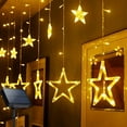 thumbnail image 1 of LINLIN Solar Star Curtain Lights,Waterproof 138LED Twinkle Star Icicle Window Curtain Solar Window Fairy Lights 8 Modes Icicle String Lights for Christmas Wedding Party Home Decorations, 1 of 9