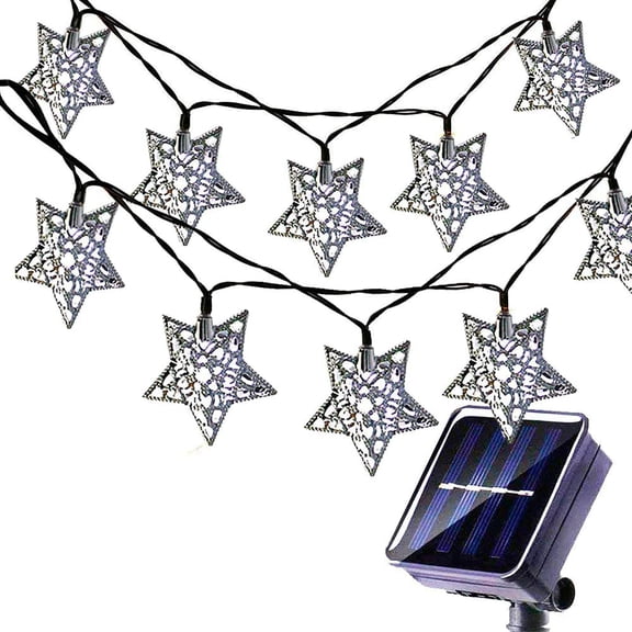 LINLIN Solar Star String Lights, 15.7FT 20LED Moroccan Metal Stars Solar Fairy Lantern Night Decorative String Lights for Garden Yard Home Landscape Christmas Party Lighting Decorations