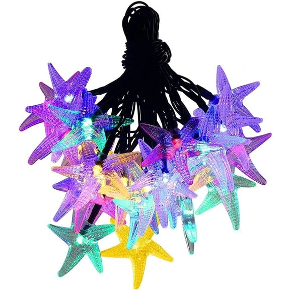 LINLIN Solar Starfish Light String, 20ft 30 LED Solar Fairy Lights Christmas Decor Lamp, for Indoor Outdoor Garden Camping Wedding Party